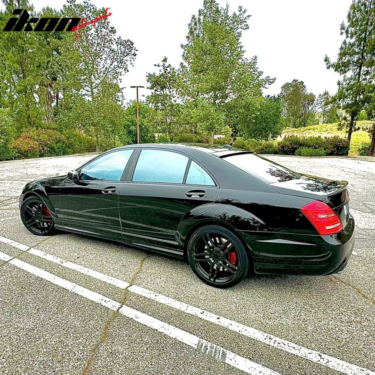 Fits 07-13 W221 Trunk Spoiler & L Type Roof Wing #040 Black