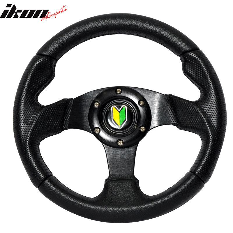 Black 6-Bolt Steering Wheel 280MM & Horn Button Fits Honda Acura