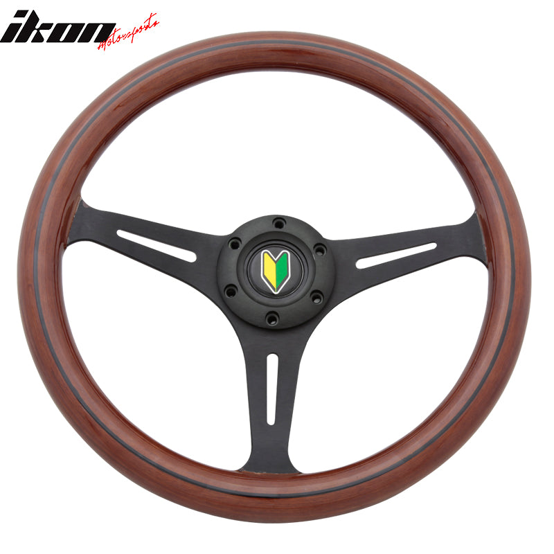 Wood Grain 6-Bolt Wooden Steering Wheel 350MM Trim Horn Button