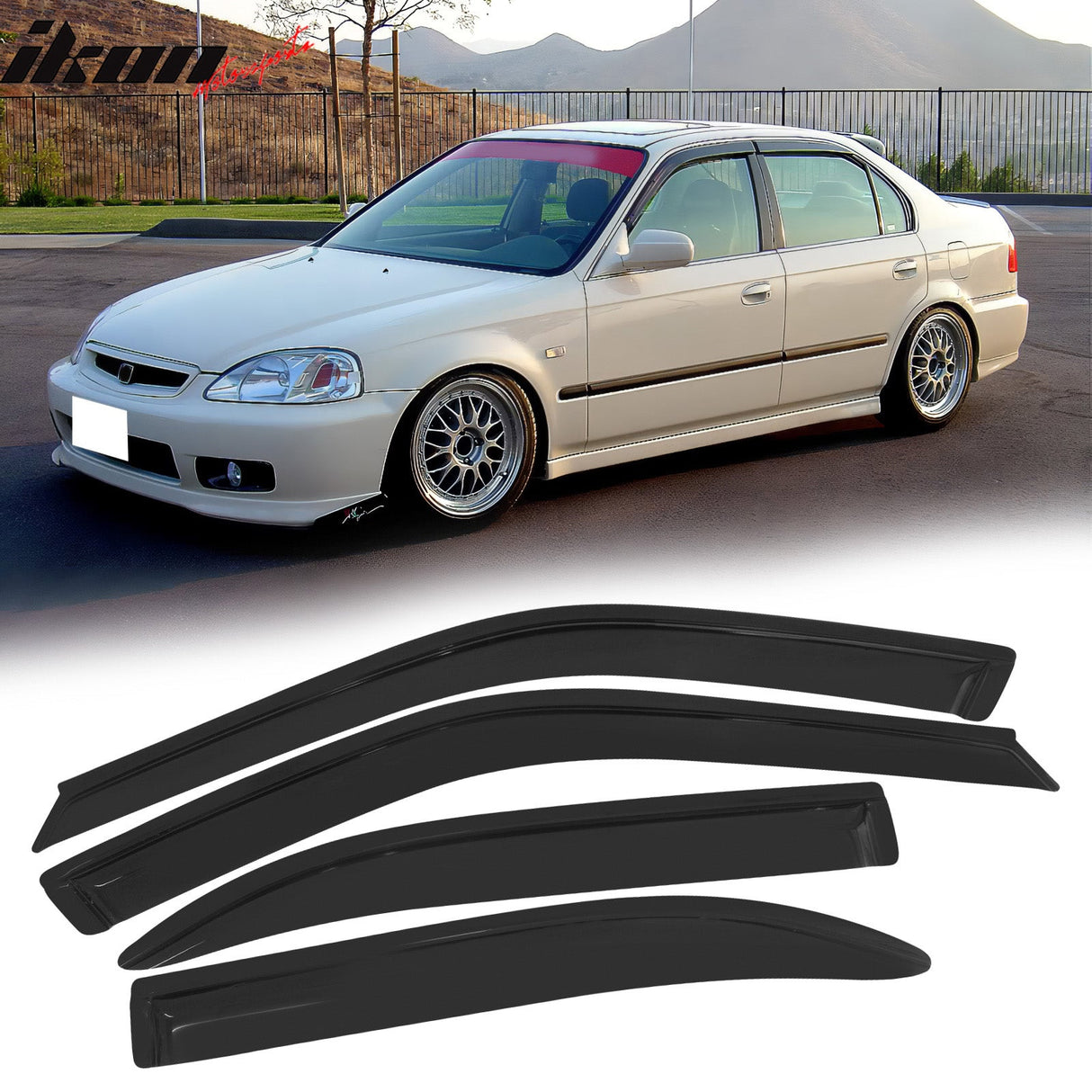 Fits Honda Civic 96-98 T-R PP Front Bumper Lip + Sun Window Visor