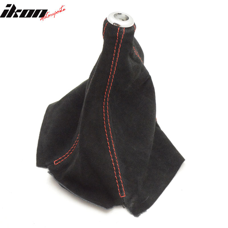 JDM style Red Stitch Shift Black Suede Boot Cover MT Shift Knob