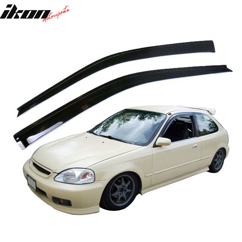 Fits 96-98 Honda Civic 3Dr Front + Rear Bumper Lip + Sun Window Visors