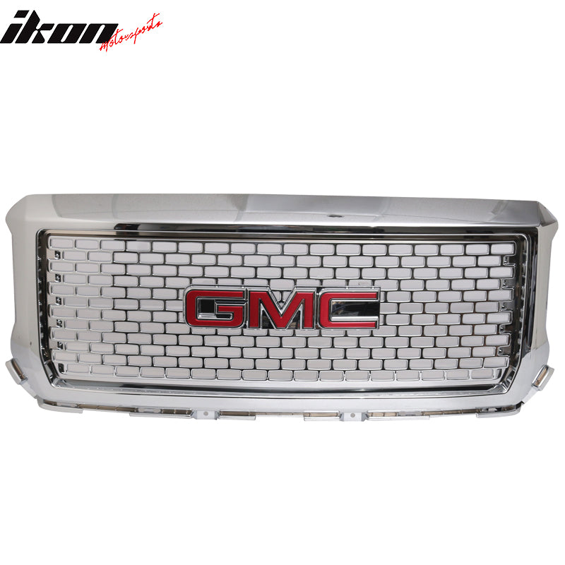 Fits 14-15 Sierra 1500 Denali Front Bumper Grille + Red GMC Emblem
