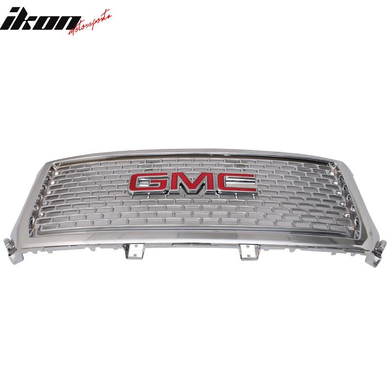 Fits 14-15 Sierra 1500 Denali Front Bumper Grille + Red GMC Emblem