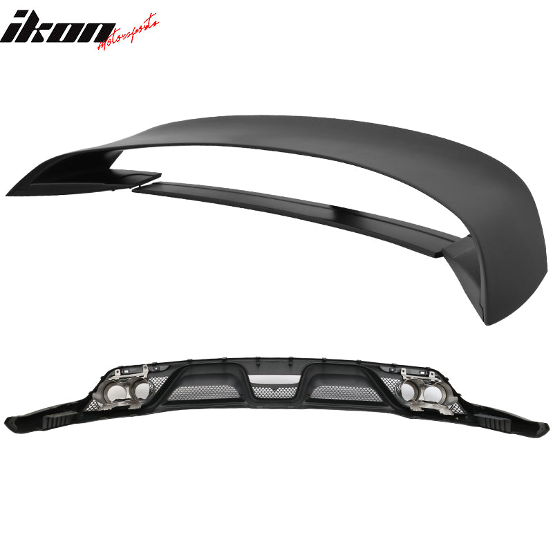 2015-2017 Ford Mustang Front Bumper Rear Diffuser & Dual Trunk Spoiler