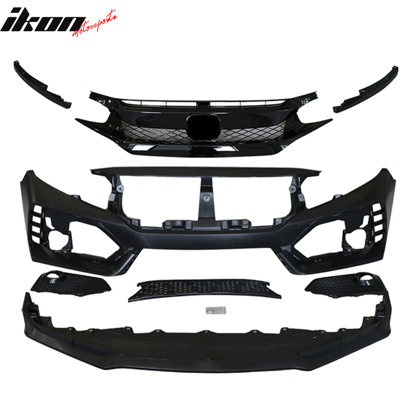 2016-2021 Honda Civic 10th-Gen Type-R Style Front Bumper Conversion