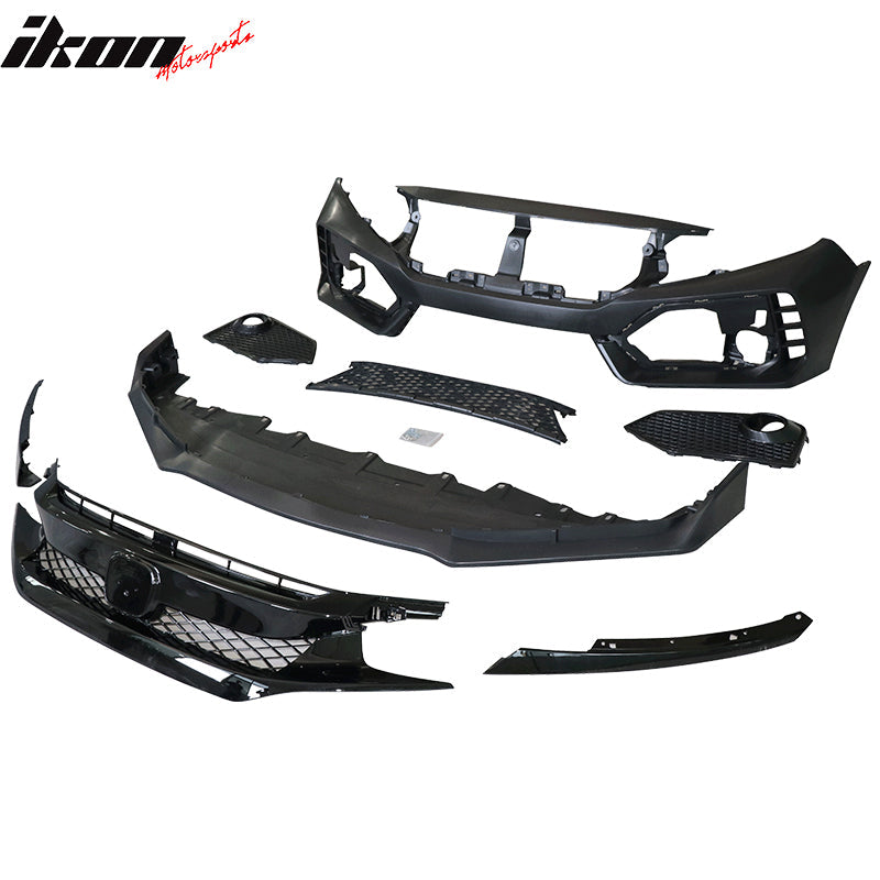 2016-2021 Honda Civic 10th-Gen Type-R Style Front Bumper Conversion