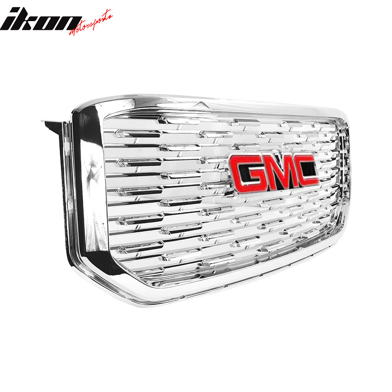 2015-2019 GMC Yukon Denali Front Upper Grille Chrome + Red GMC Emblem
