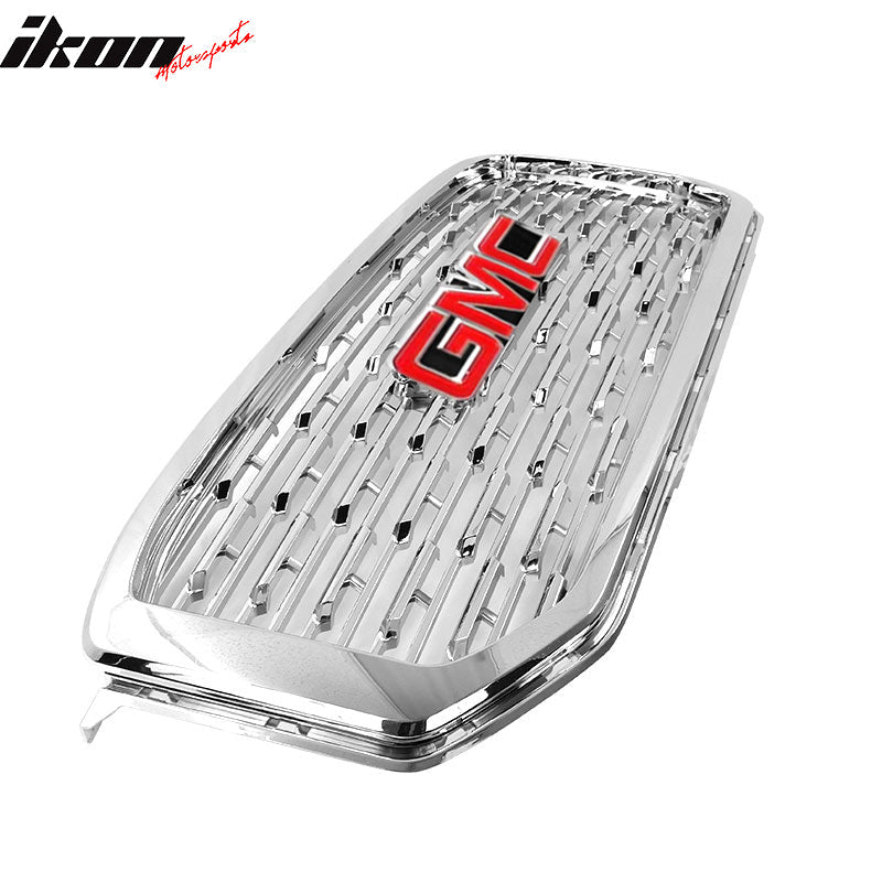 2015-2019 GMC Yukon Denali Front Upper Grille Chrome + Red GMC Emblem