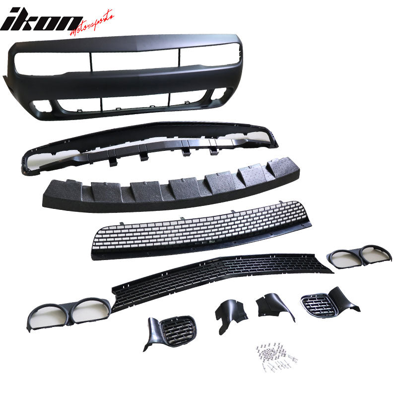 Fits 08-14 Dodge Challenger Front Bumper & SRT Front Lip & Headlights
