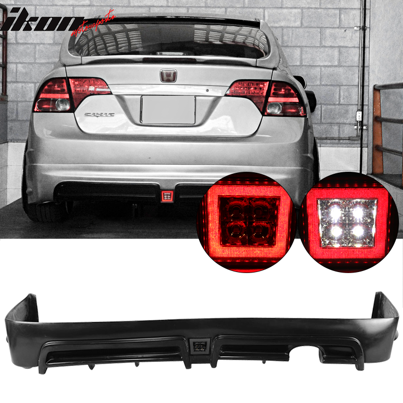 2006-2011 Honda Civic Sedan Rear Lip Spoiler PP LED 3RD Brake Lamp