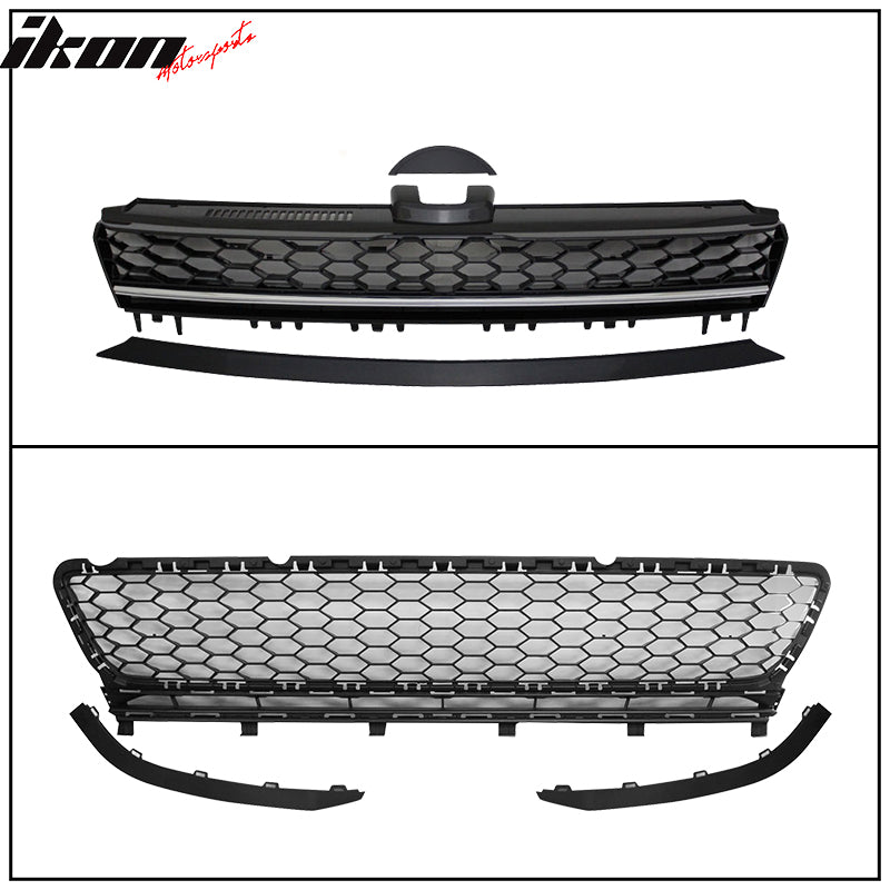 2015-2017 Golf 7 MK7 GTI Type Front Bumper + High Bar Chrome Grille