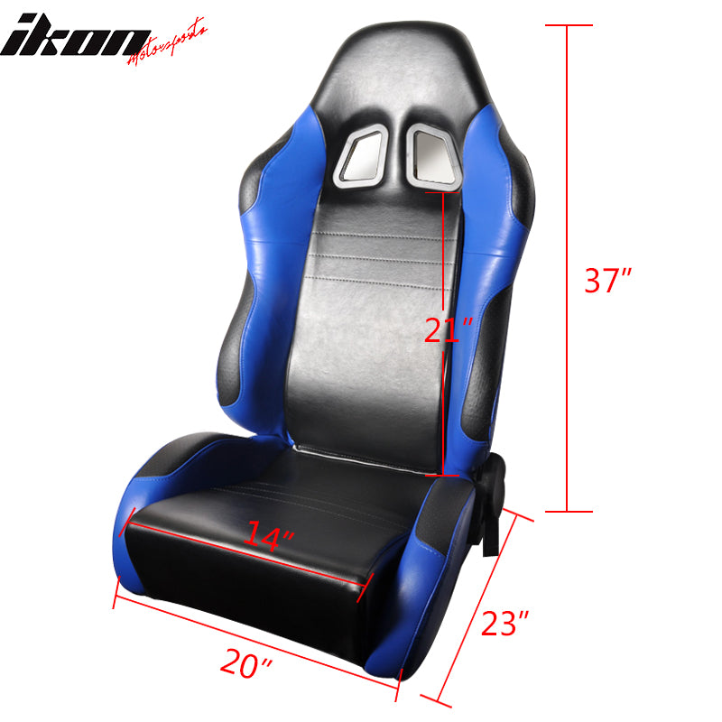 One Pair of Racing Seats Black Blue w/ Slider