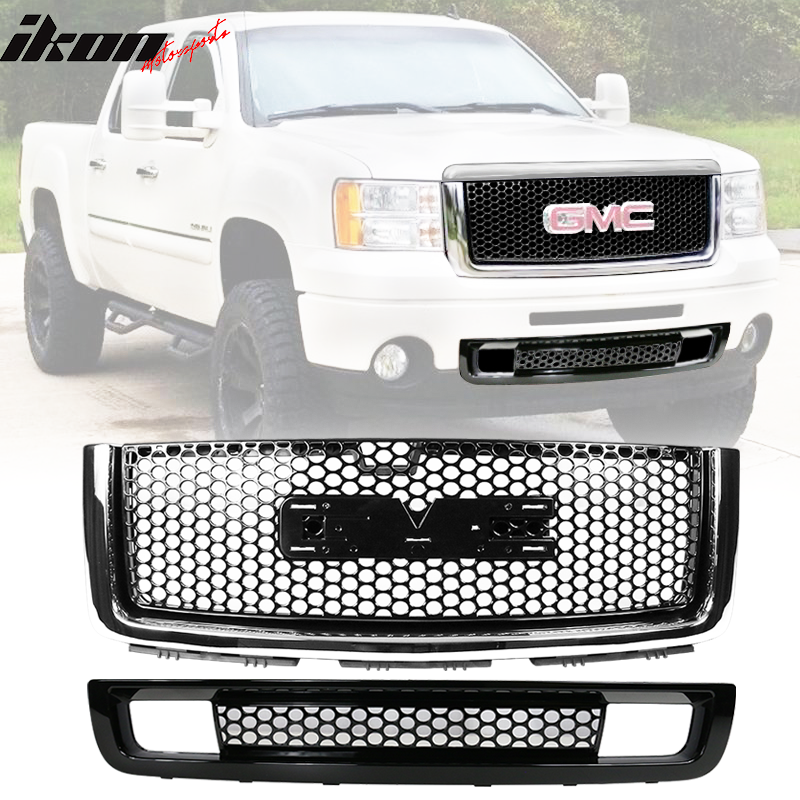 2007-2013 GMC Sierra 1500 Denali Upper Grille Lower Bumper Grille ABS