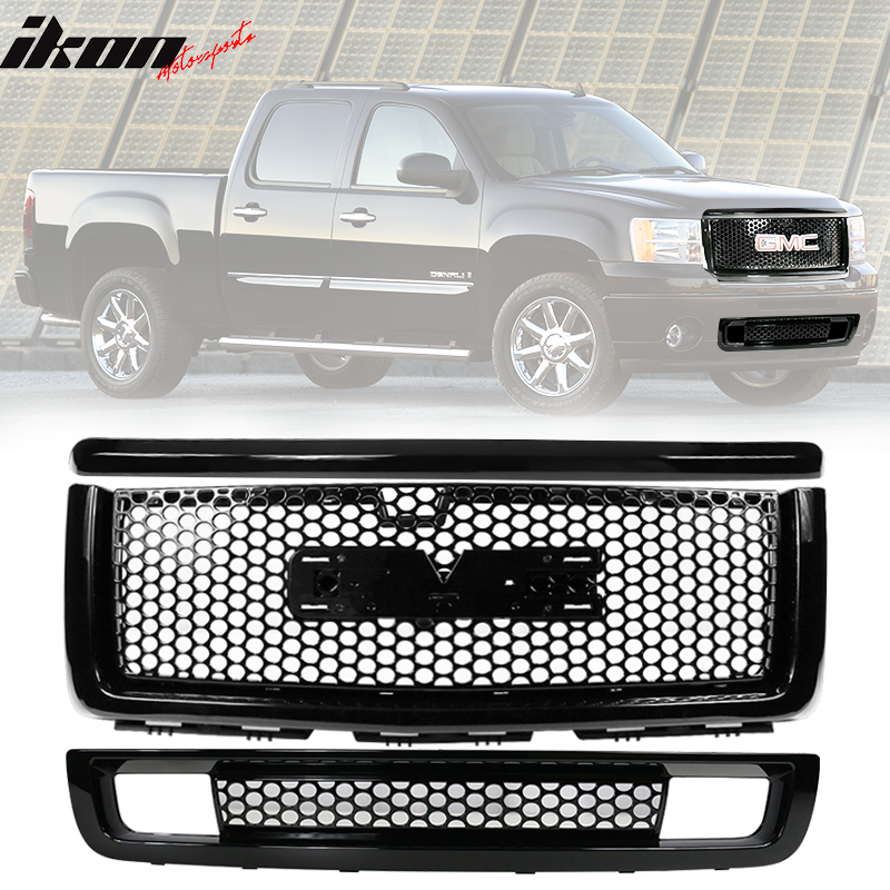 2007-2013 GMC Sierra 1500 Denali Hood Molding Upper Lower Grille ABS