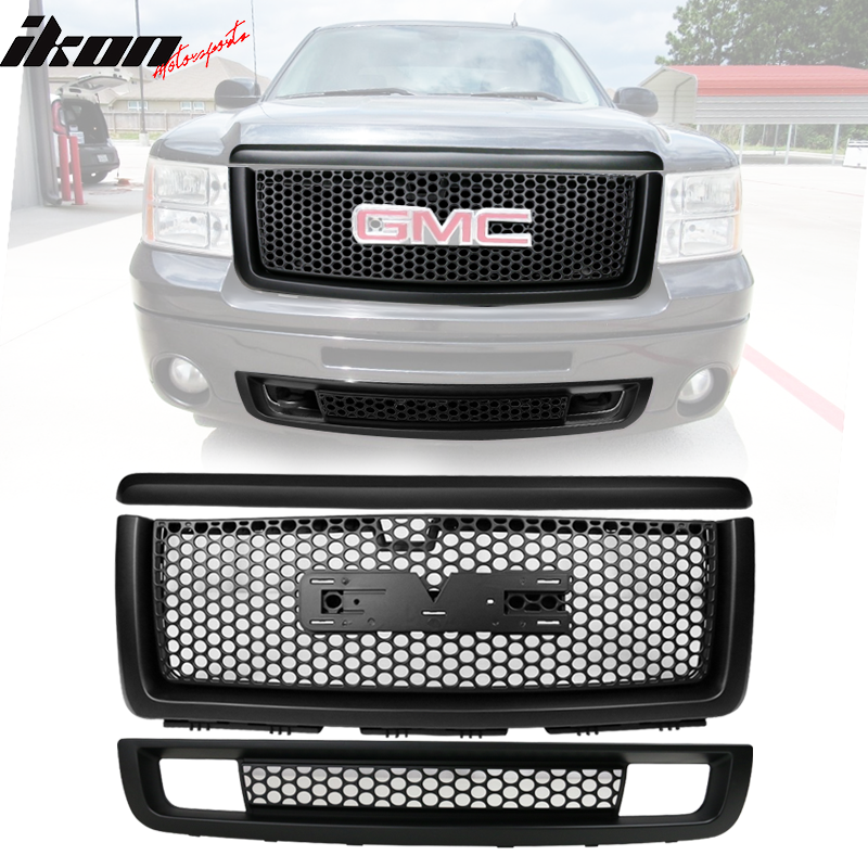 2007-2013 GMC Sierra 1500 Denali Hood Molding Upper Lower Grille ABS