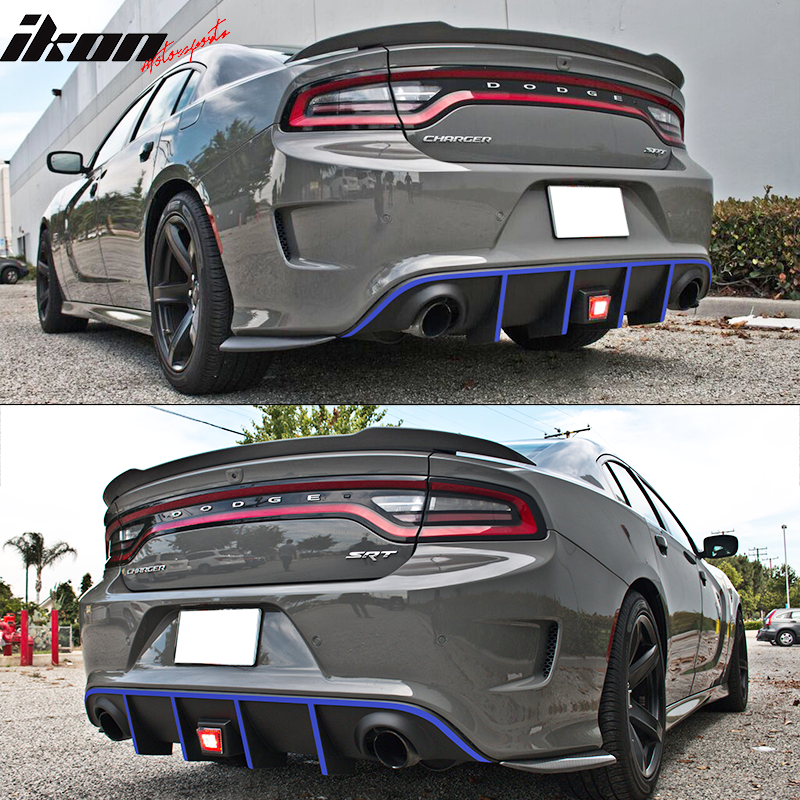 2015-2023 Dodge Charger Rear Diffuser w/ LED Lamp & Reflective Tape PP