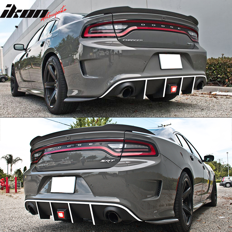 2015-2023 Dodge Charger Rear Diffuser w/ LED Lamp & Reflective Tape PP