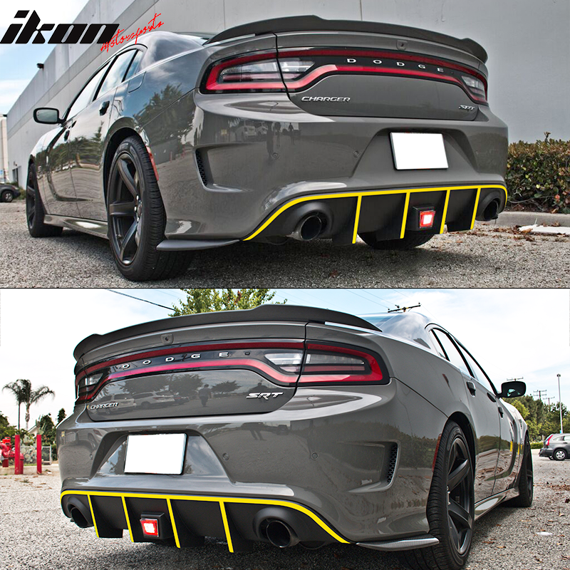 2015-2023 Dodge Charger Rear Diffuser w/ LED Lamp & Reflective Tape PP