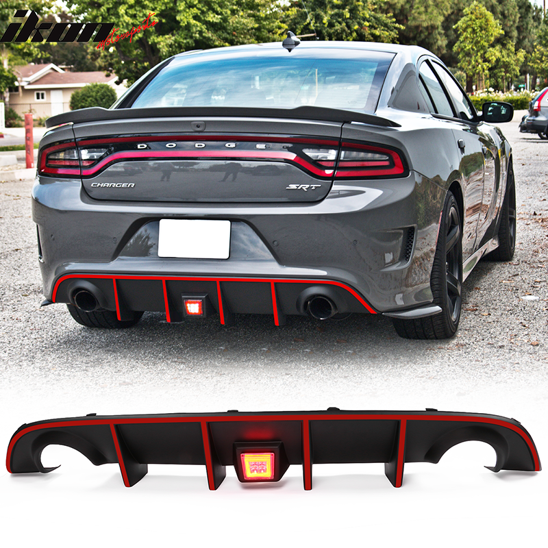 2015-2023 Dodge Charger Rear Diffuser w/ LED Lamp & Reflective Tape PP