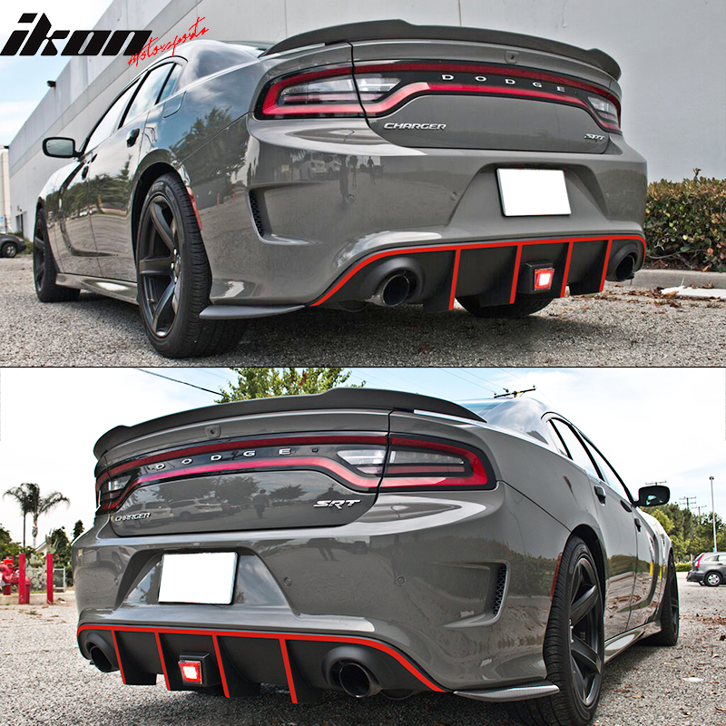 2015-2023 Dodge Charger Rear Diffuser w/ LED Lamp & Reflective Tape PP