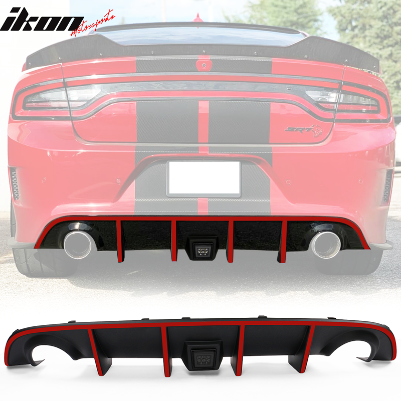2015-2023 Dodge Charger Rear Diffuser w/ LED Lamp & Reflective Tape PP