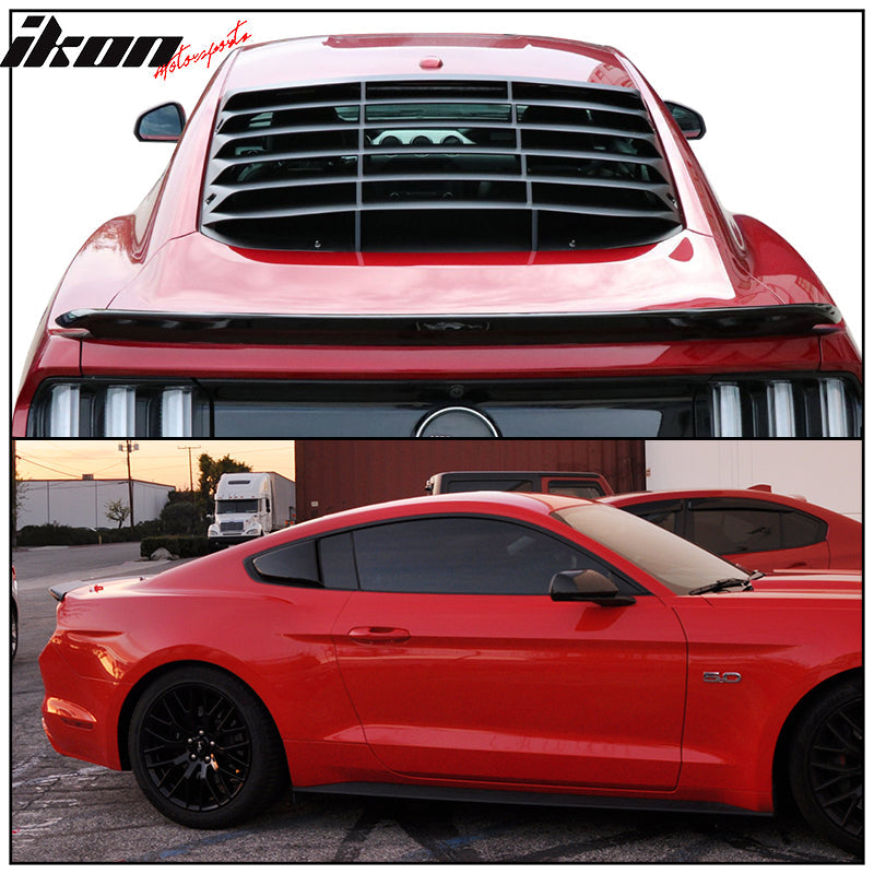2015-2023 Ford Mustang GT Style Black Rear Side Window Louver ABS