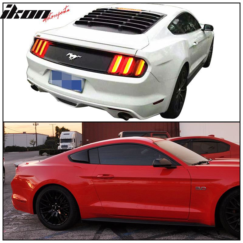 2015-2023 Ford Mustang V Style Matte Black Rear Side Window Louver ABS