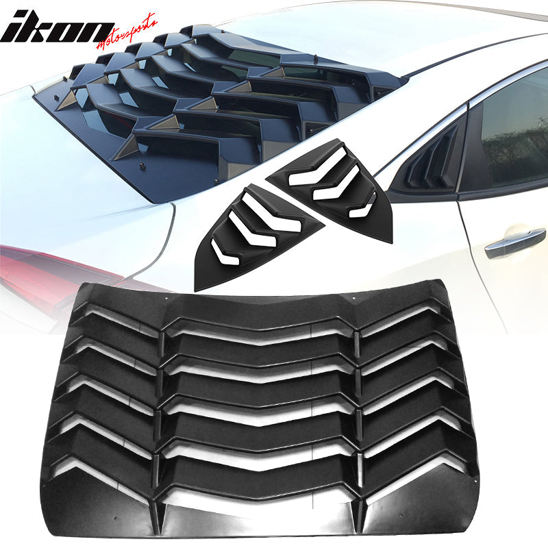 2016-2021 Honda Civic Sedan Rear Window Louver Side Quarter Scoop ABS