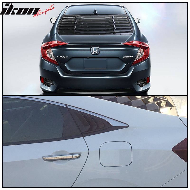 2016-2021 Honda Civic Sedan Rear Window Louver Side Quarter Scoop ABS