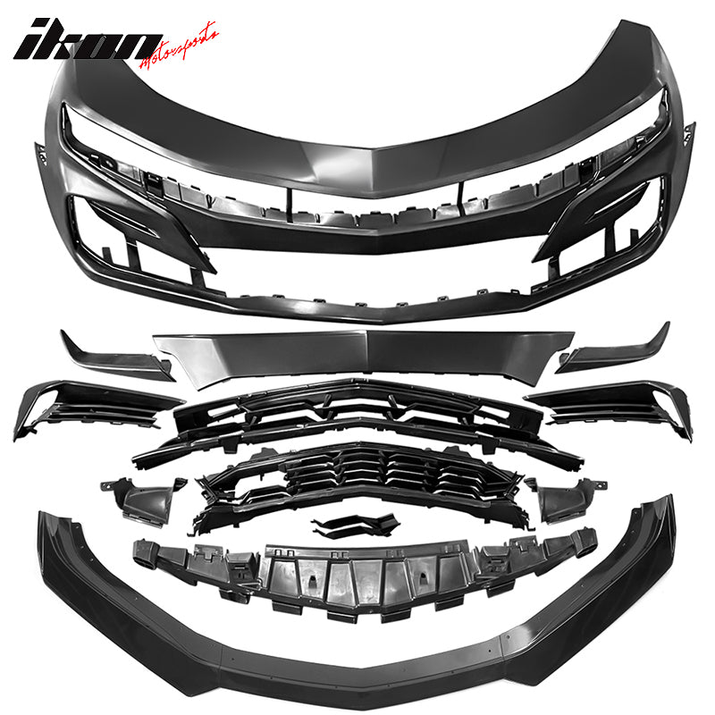 2019-2024 Chevy Camaro SS Style Black Front Bumper Guard Gloss Lip ABS