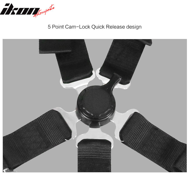 5 Point Black Go-kart UTV ATV Racing Harness Buckle Seat Belt Nylon