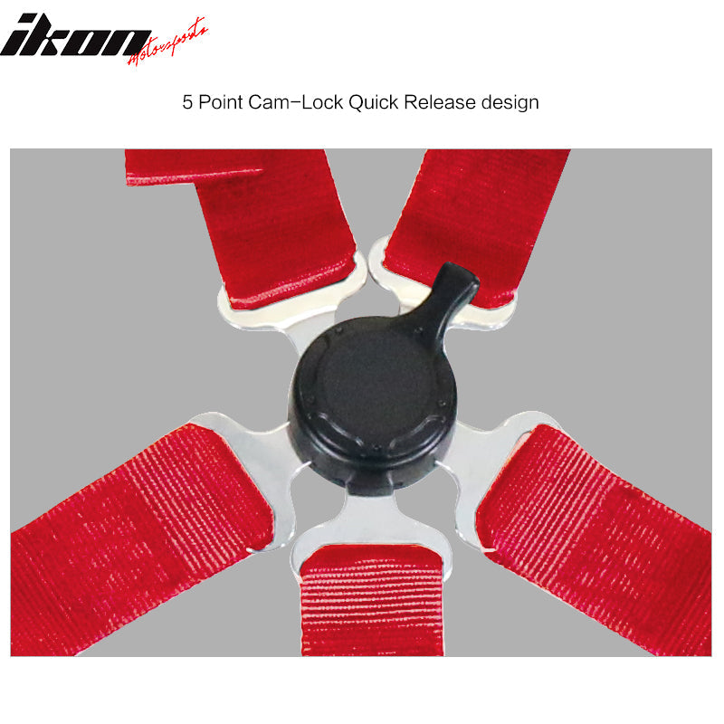 5 Point Red Go-kart UTV ATV Racing Harness Buckle Seat Belt Nylon