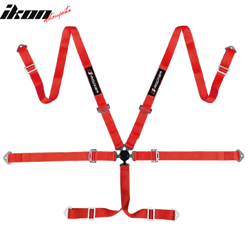 6 Point Red Go-kart UTV ATV Racing Harness Buckle Seat Belt Nylon