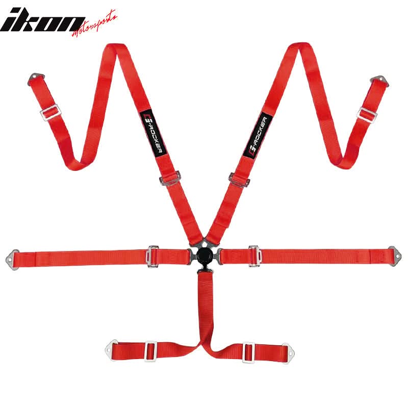 6 Point Red Go-kart UTV ATV Racing Harness Buckle Seat Belt Nylon