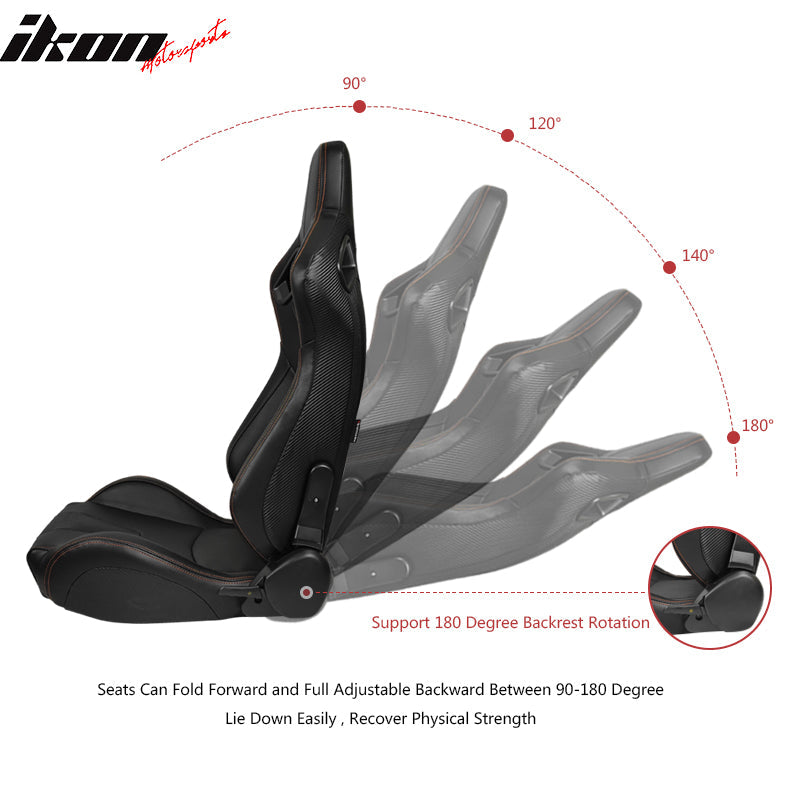 Universal Black Racing Seat 2PC Dual Slider Belt PU Carbon Leather
