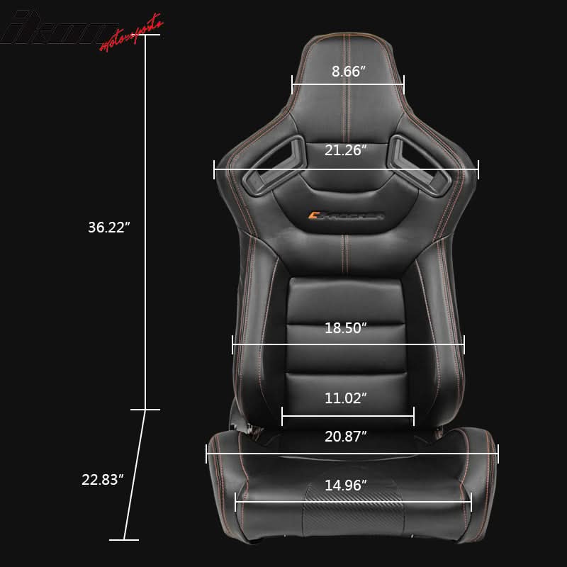 Universal Black Racing Seat 2PC Dual Slider Belt PU Carbon Leather