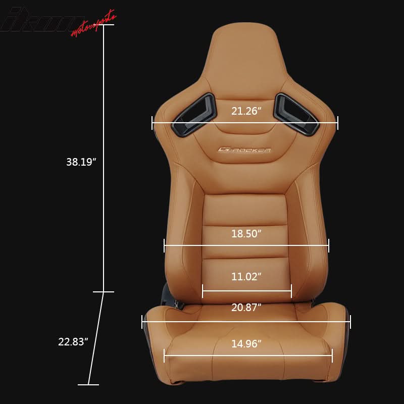 Universal Brown Racing Seat with Dual Slider 5 Point Cam-lock Belt PU