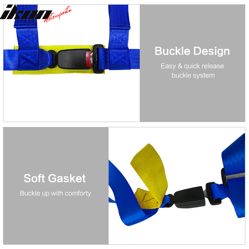 Universa Blue Bezell Racing Seat Dual Slider Buckle Belt PU Carbon