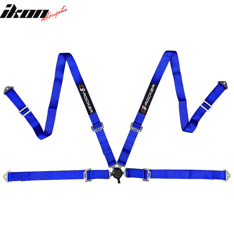 Universal Blue Bezel Racing Seat Dual Slider Cam-lock Belt PU Carbon