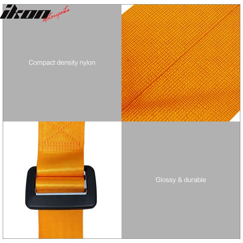 Universal Orange Bezel Racing Seat Dual Slider Buckle Belt PU Carbon