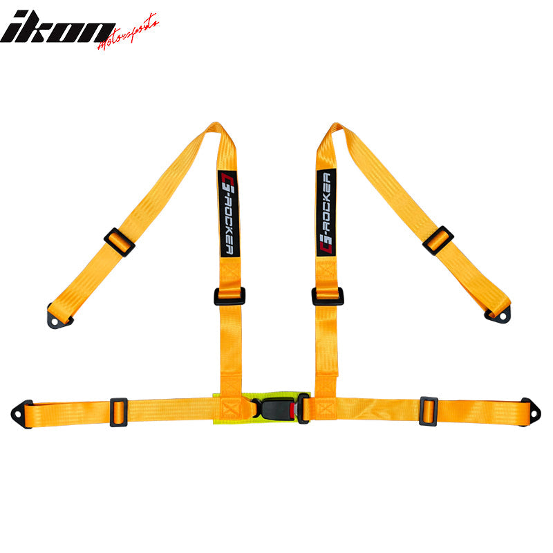 Universal Orange Bezel Racing Seat Dual Slider Buckle Belt PU Carbon