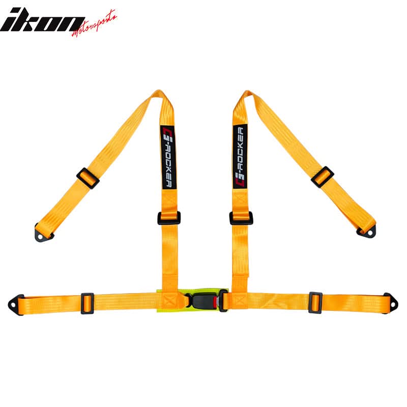 Universal Orange Bezel Racing Seat Dual Slider Buckle Belt PU Carbon