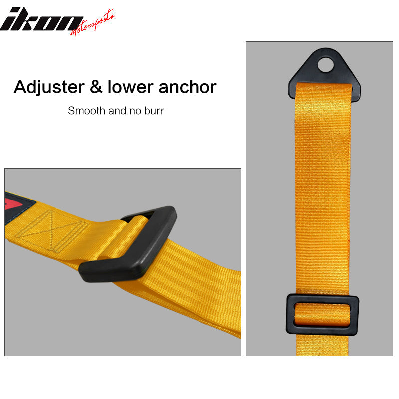 Universal Orange Bezel Racing Seat Dual Slider Buckle Belt PU Carbon