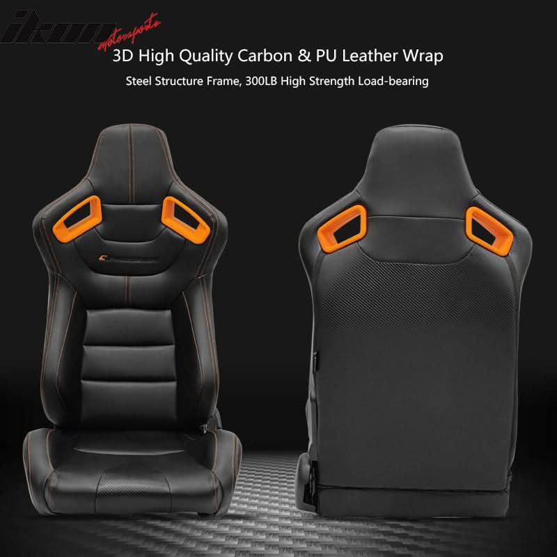 Universal O. Bezel Racing Seat Dual Slider Cam-lock Belt PU Carbon