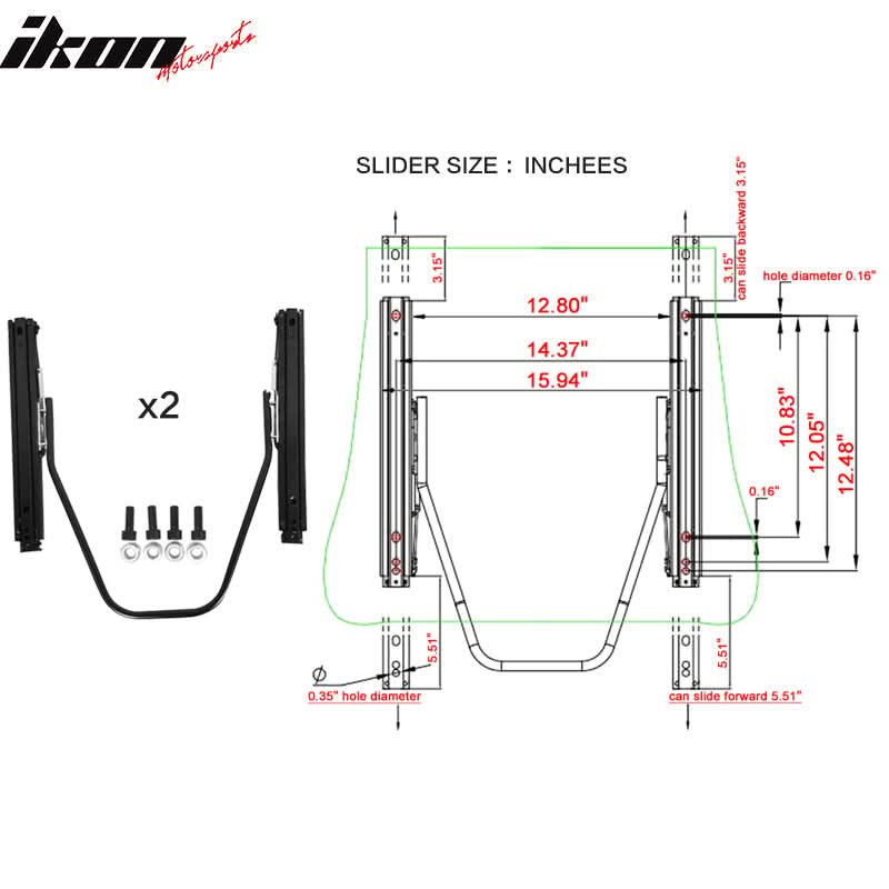 Universal O. Bezel Racing Seat Dual Slider Cam-lock Belt PU Carbon