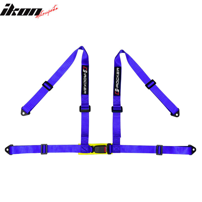 Universal White Bezel Racing Seat Dual Slider Buckle Belt PU Carbon