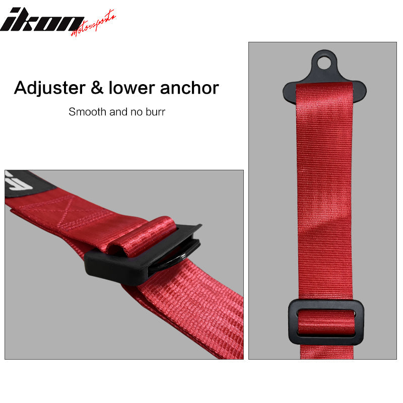 Universal Red Bezel Racing Seat Dual Slider Buckle Belt PU Carbon