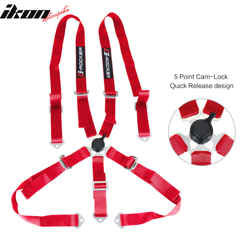 Universal Racing Seat Dual Slider 5 Point Cam-lock Belt PU Carbon