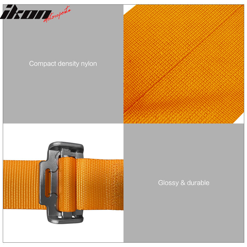Universal Orange Bezel Racing Seat Cam-lock Belt Dual Slider PU Carbon